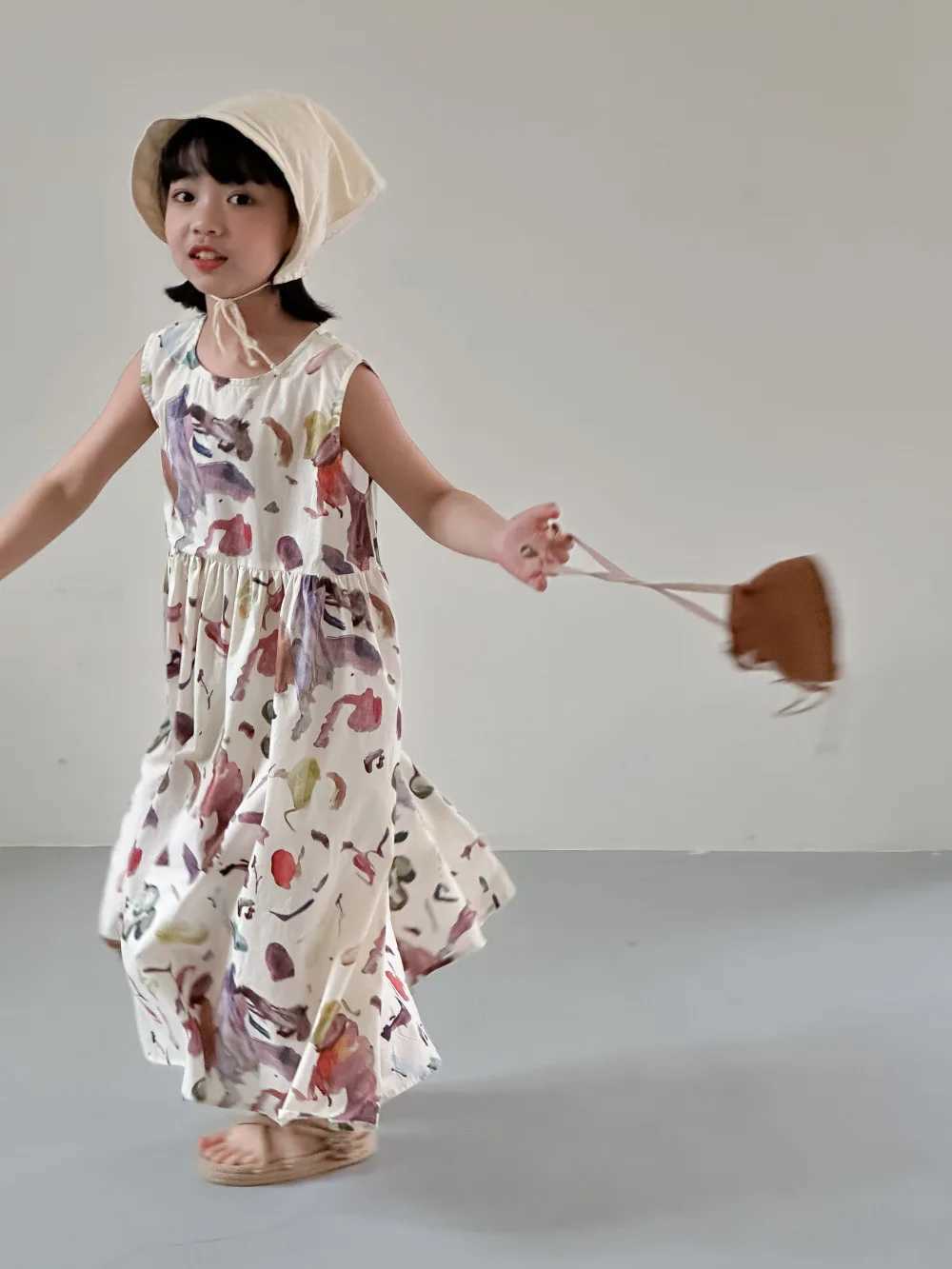 22215 Brothers and sisters Clothing 2024 Summer New Collar Graffiti Baby Boys Short Sleeve Shirt Casual Girls Dress S2548