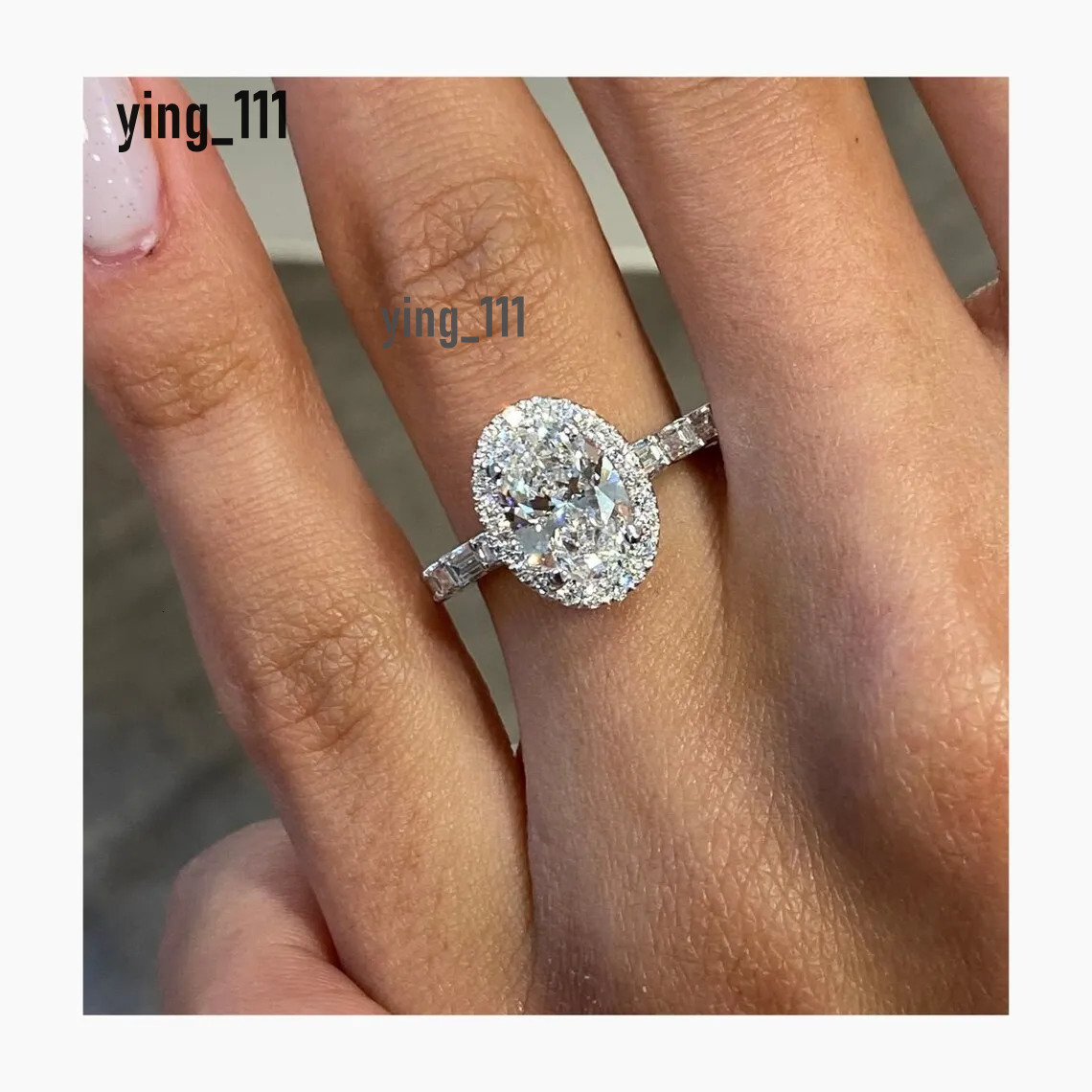14K White Gold Oval Cut Lab Grown Diamond Engagement Ring 2 CT EF HPHT CVD Lab Diamond Engagement Ring Halo Ring IGI