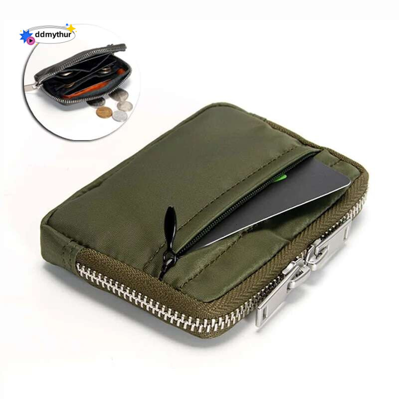 Waterproof Mini Credit Card Men Portable Solid Color Coin Purse Multi Functional Oxford Cloth Zipper Wallet Universal ddmythur
