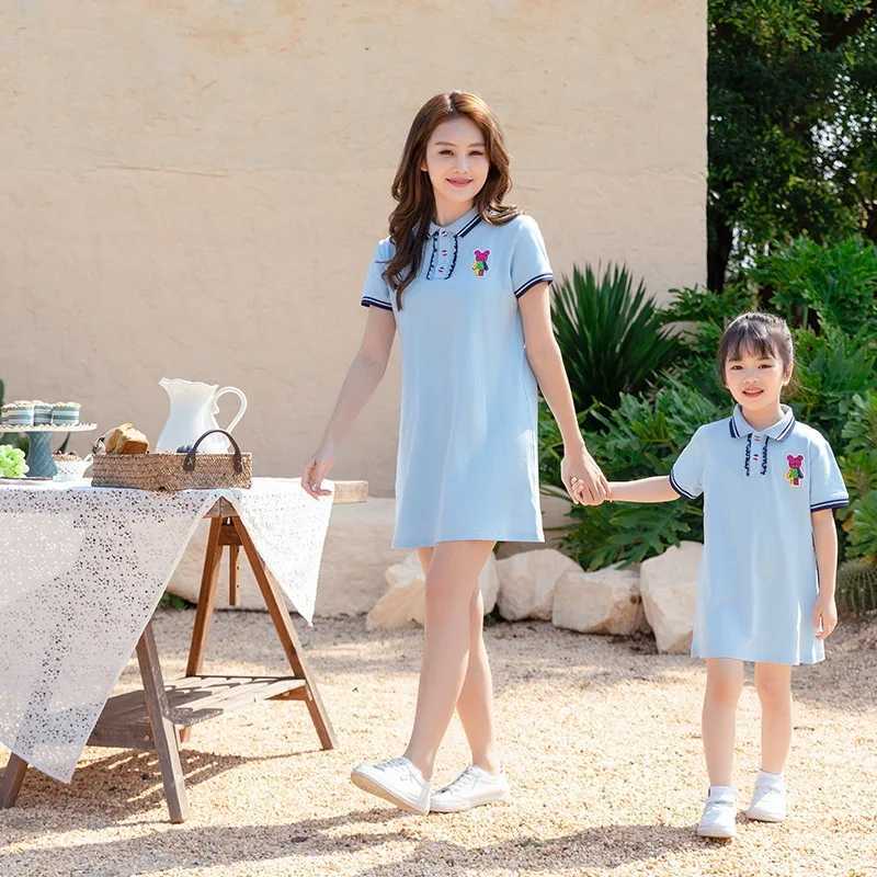 Childrens clothing mother daughter collar lace dress father son polo shirt S2548