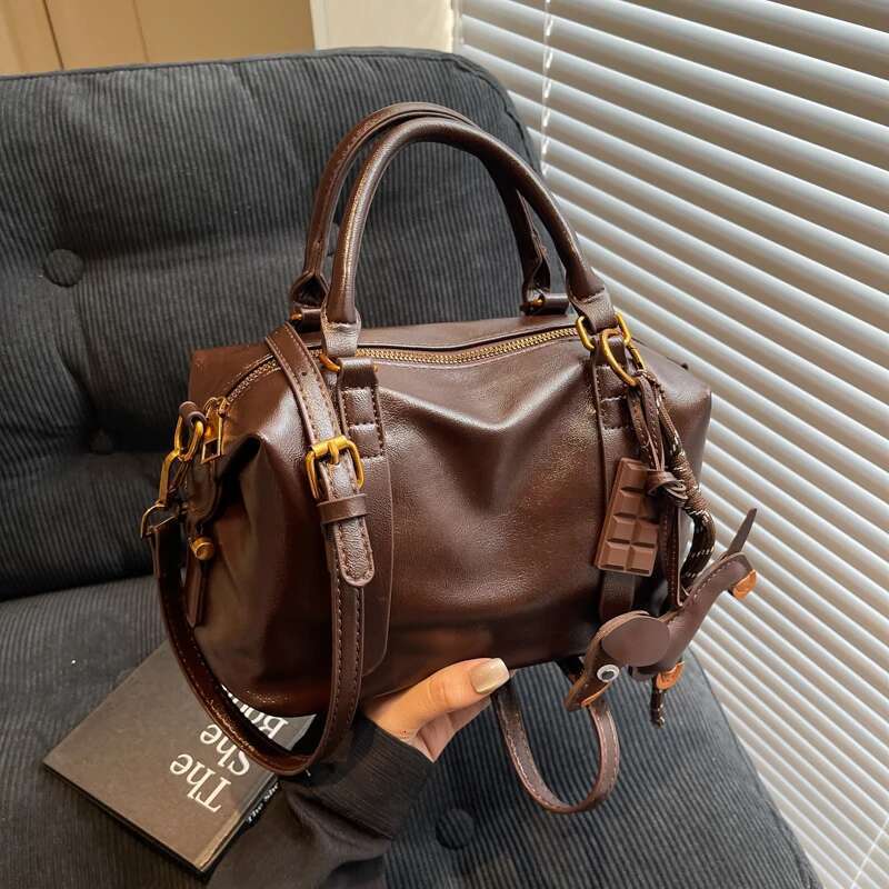Fashion Tote Leather Women Simplicity Handbag Solid Vintage Shoulder Messenger Bag For Ladies