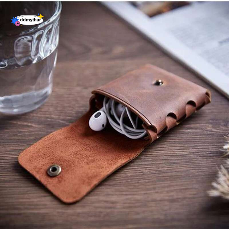 100% Genuine Leather Coin Purse For Men Women Female Cowhide Vintage Small Mini Money Bag Earphone e Case Change Pouch Holder ddmythur