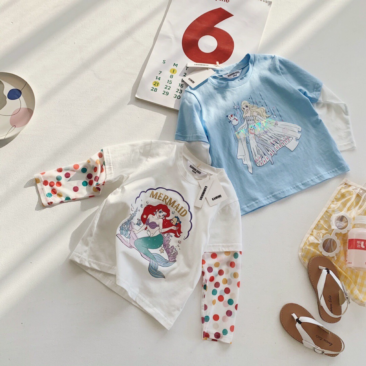 Ddmyshoesvip Girl Baby Sunscreen T Shirt Spring And Summer New Korean Version Cartoon Princess Cute Printed Thin Long Sleeve Top