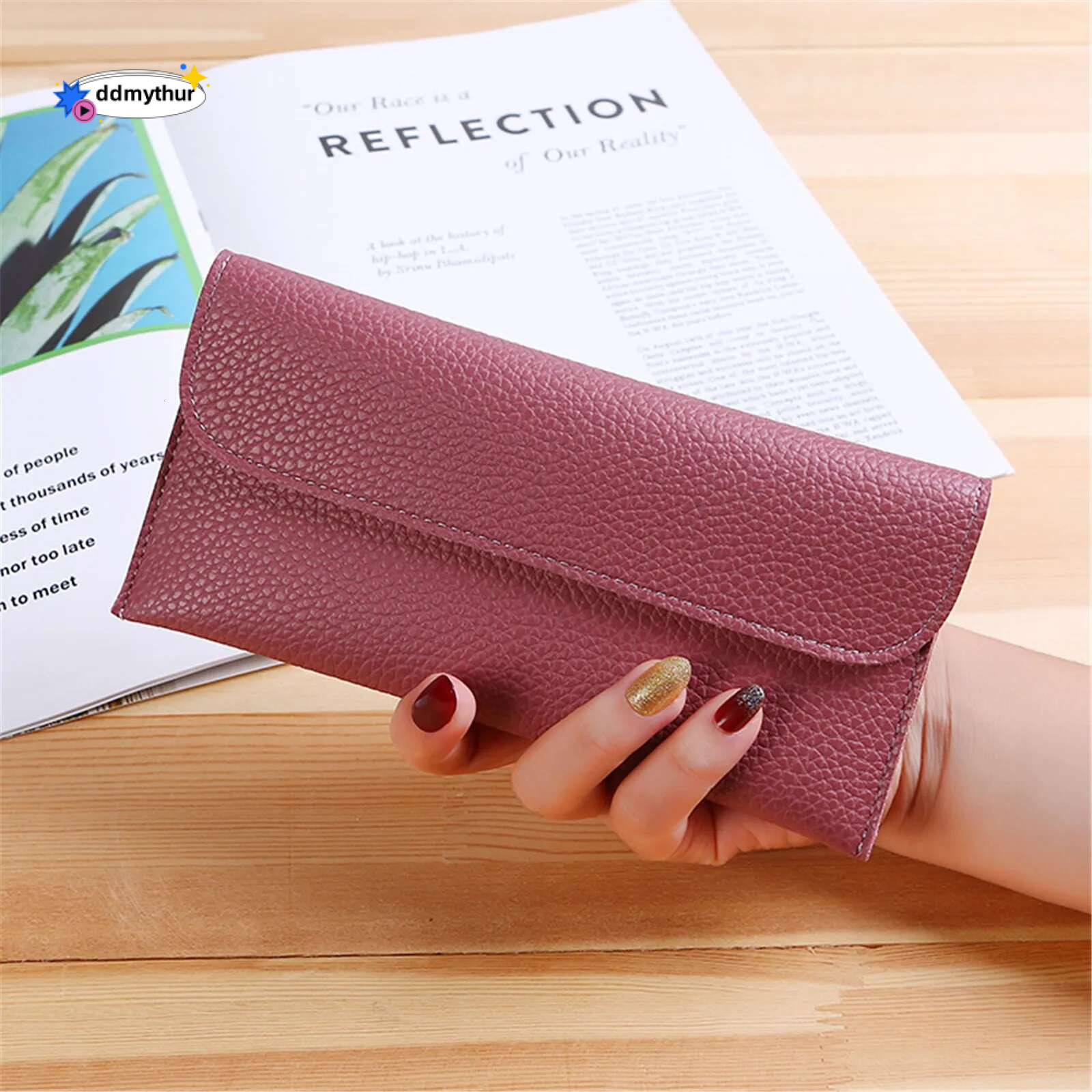 Women PU Leather Long Wallets Large Capacity Fashion ID Credit Card Holder Portable Money Bag Coin Purses ddmythur