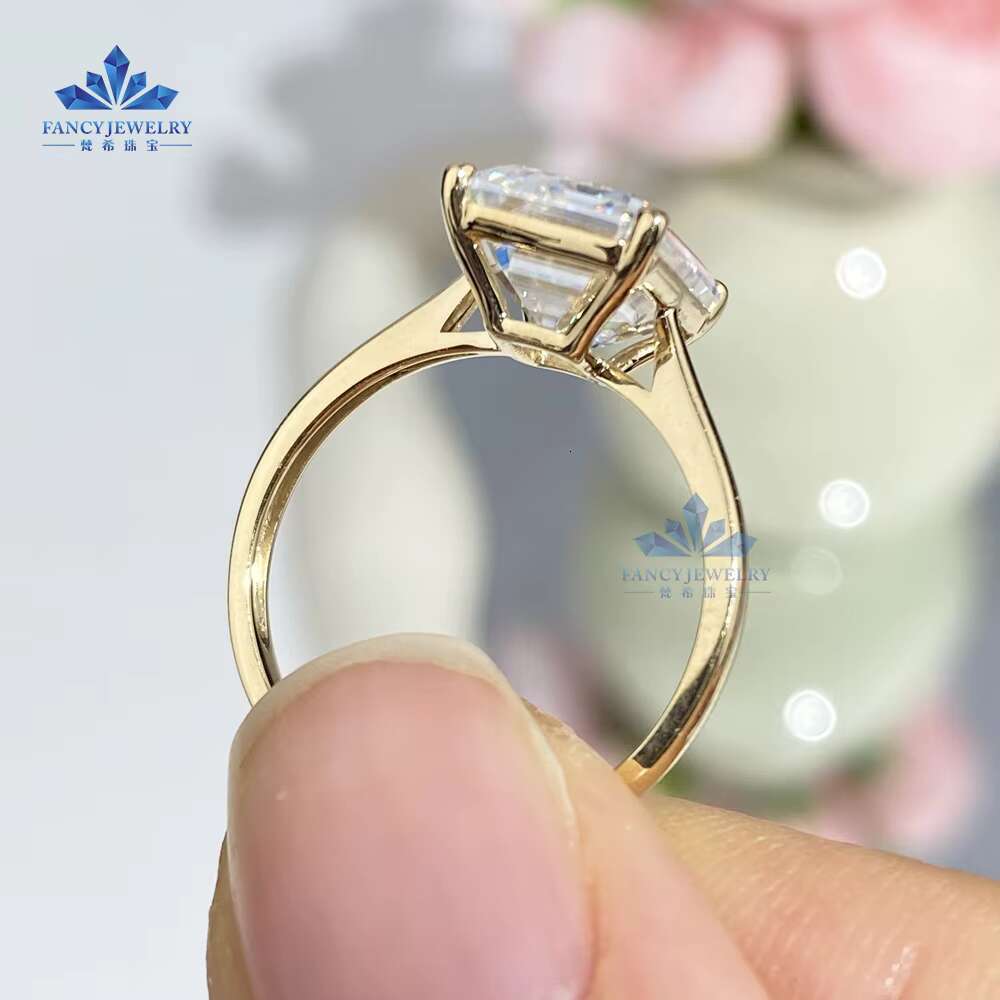 New Arrivals 18K Solid Gold Moissanite Solitaire Diamond Ring 5CT Long Cushion 4CT Emerald Shape Jewelry Engagement Rings