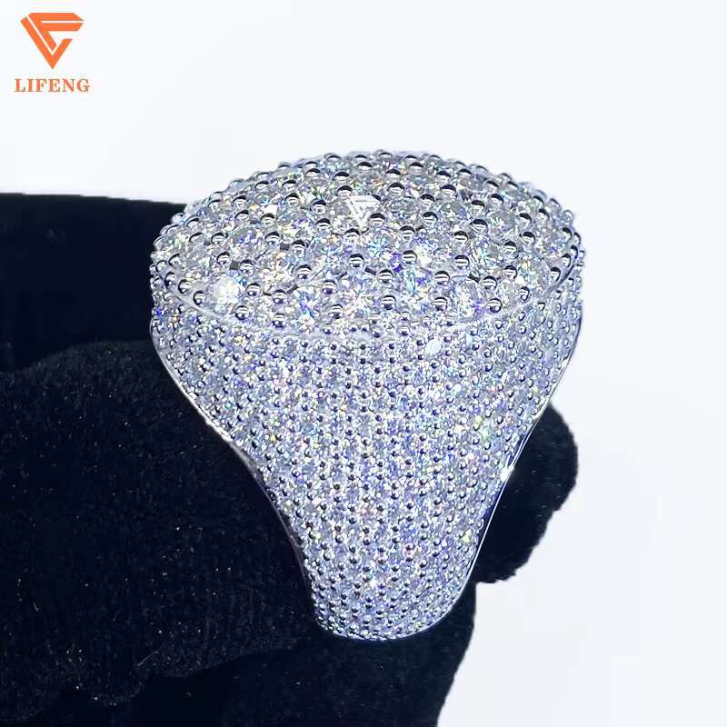 Lifeng Luxury Fully Diamond Ring VVS Moissanite White Gold Oval Shape Wedding Engagement Party Ring Women Made Sterling Silver