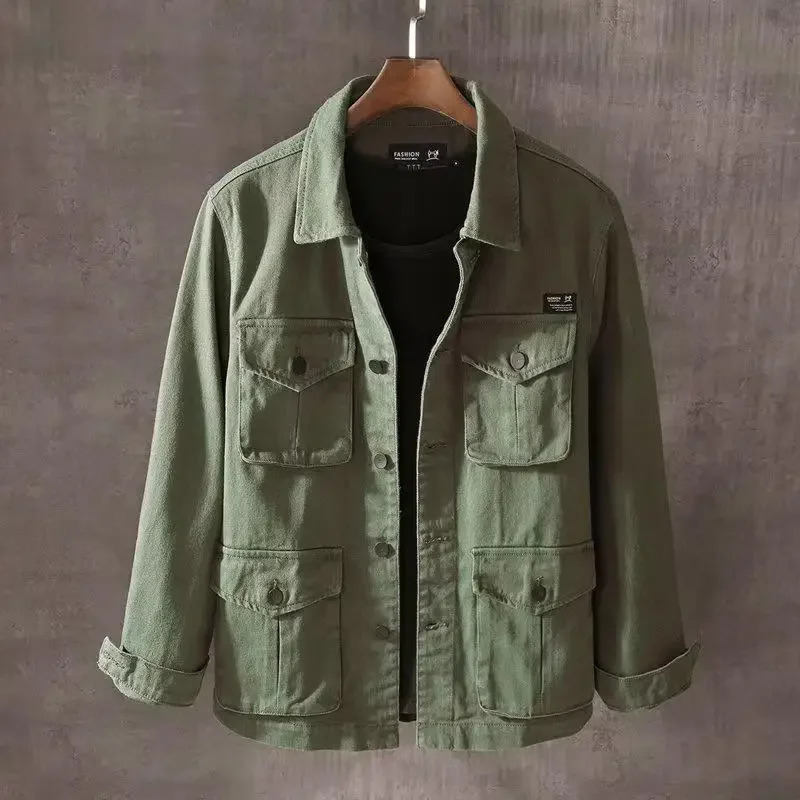 Multi pocket heavyduty washing jacket a fashionable for casual workwear mens loose fit top of the line Japanese clothing spring and summer 250409