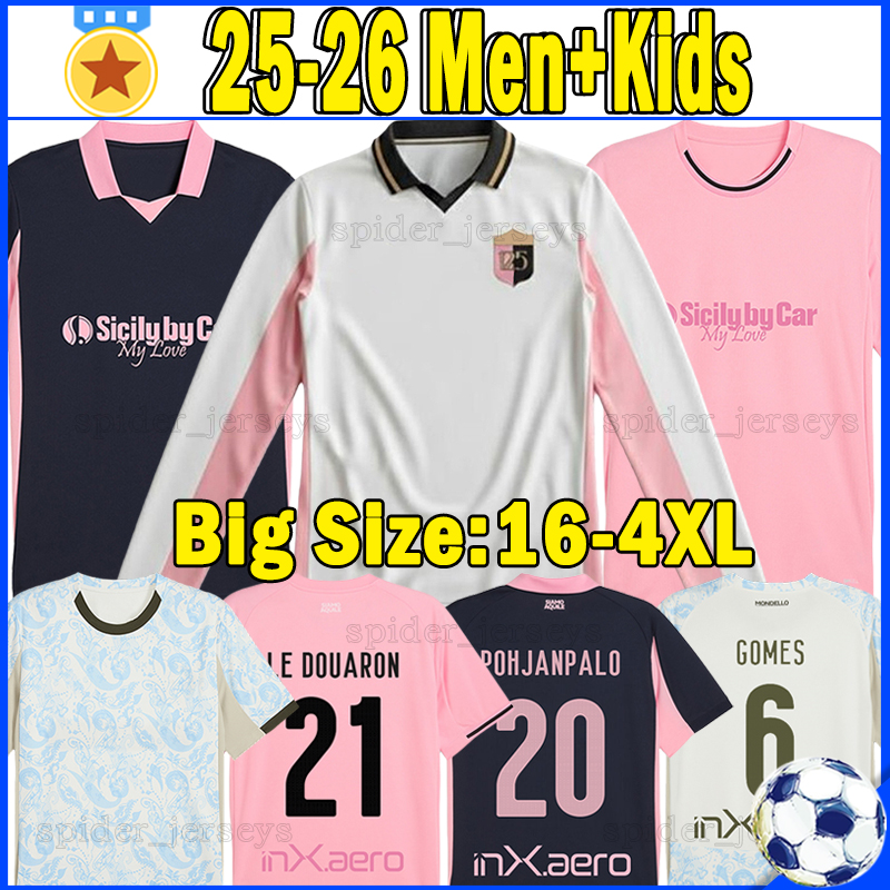 XXXL 4XL 25 26 Palermos F.C. Soccer Jerseys 125th anniversary POHJANPALO GOMES LE DOUARON PIEROZZI Men Uniforms 2025 2026 RANOCCHIA GYASI Football Shirts Kids Kits