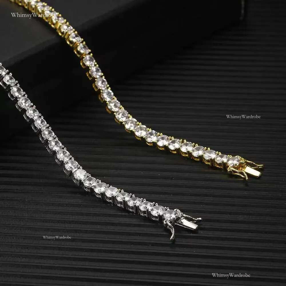 Sier Necklace Dia Hip Hop Jewelry 3mm - 6mm jewlery designer for women Tennis Chain Bracelet Pass Tester