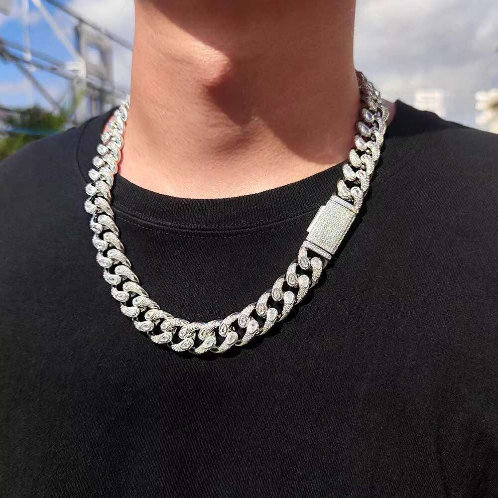 Jewelry 16mm Plated Men's Cuban Chain Necklace Cadena De Oro 14k Brass Guangdong