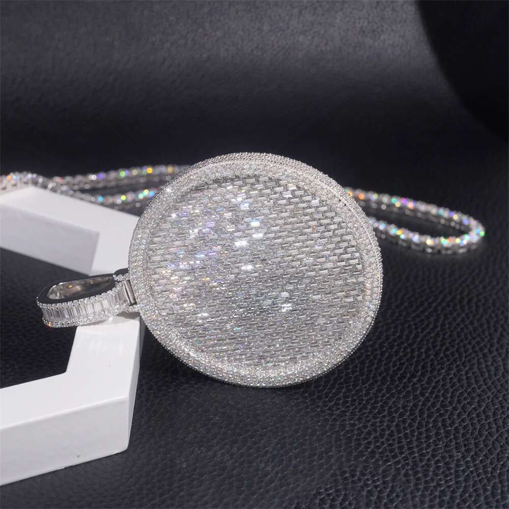 Sterg Sier Round Ladder VVS Moissanite Fashion Pendant Hip Hop Style With Certificate
