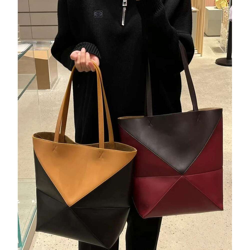 VIEE Genuine Leather Folded Tote Large Capacity Shopping Handles Shoulder Bag Ladies Portable Handbag