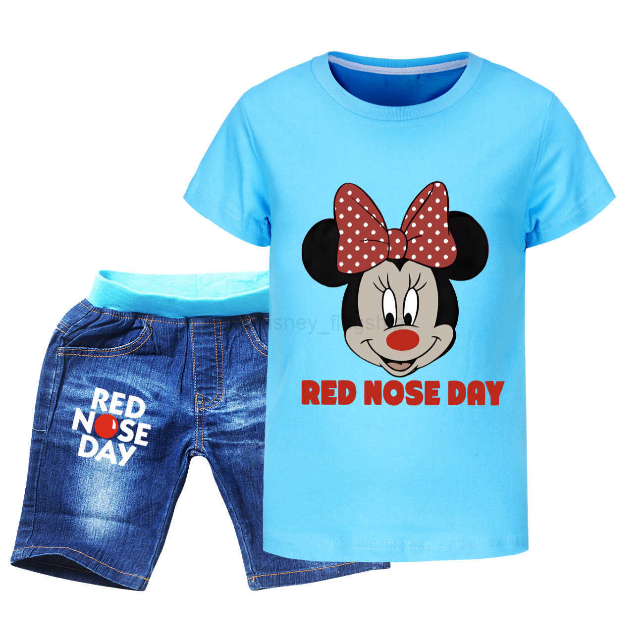 Disney Red Nose Mickey Boys and Girls Summer T-shirt Shorts Set Cowboy Set 4204XJ250409