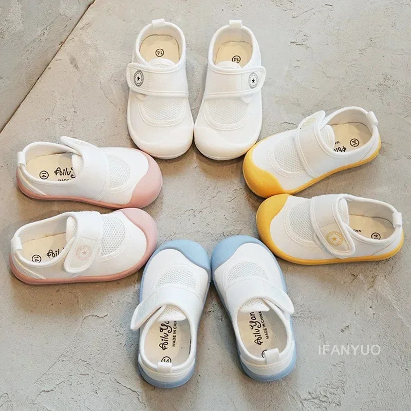 Spring and summer mesh breathable childrens canvas shoes kindergarten baby solid casual shoes soft soled boys shoes 250409