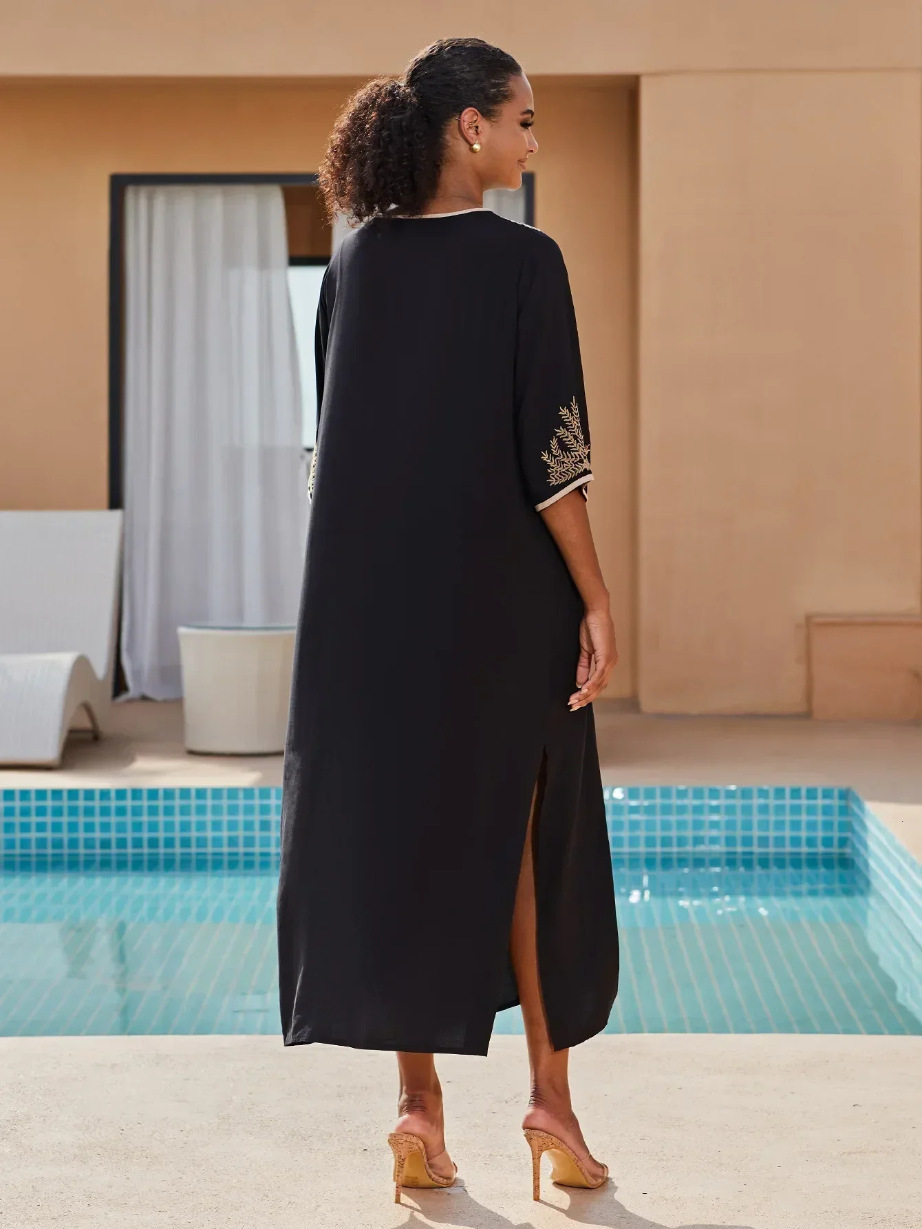 Embracery Beach Kaftan womens swimsuit short sleeved bikini cover 250409