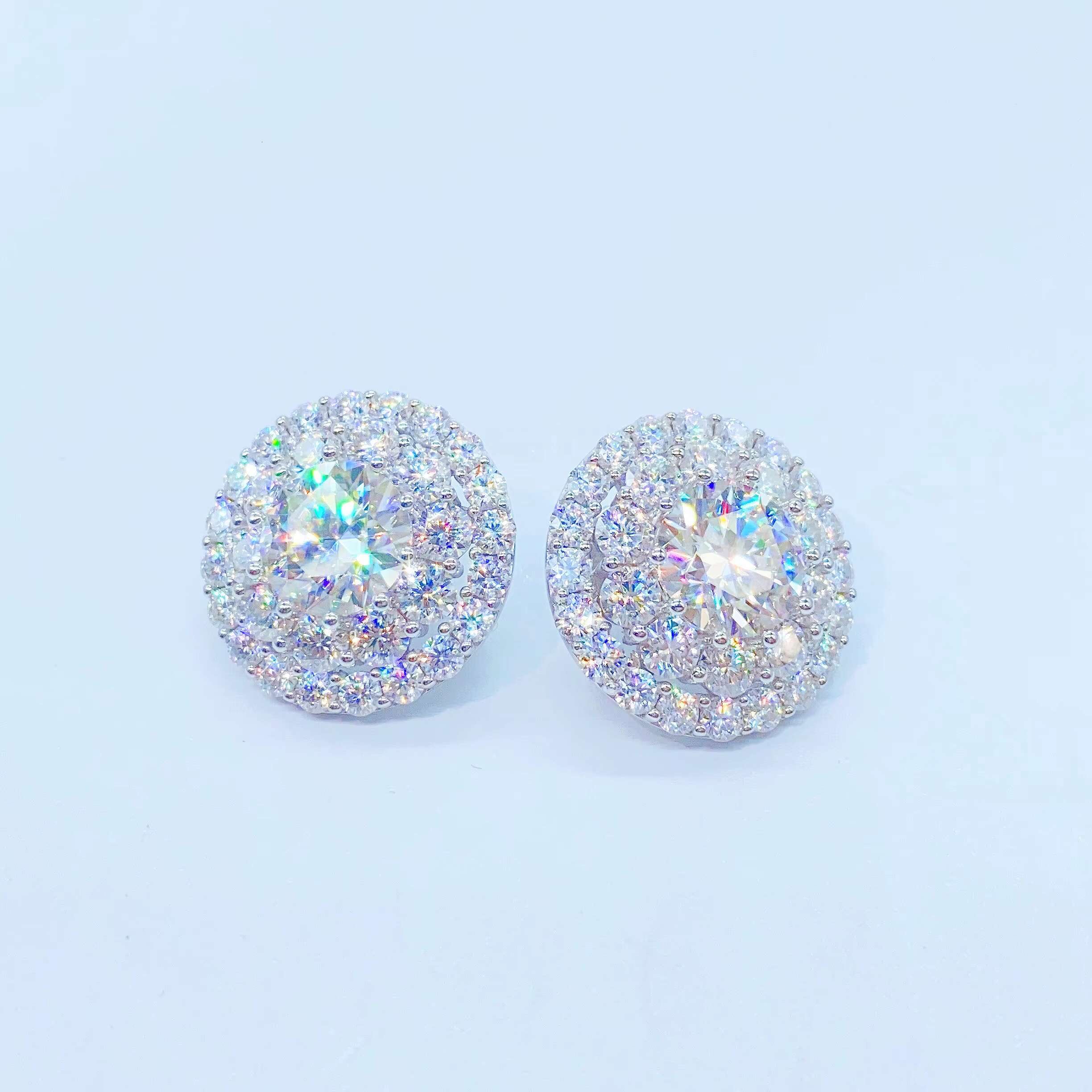3.5 Carat Fine Jewelry 925 Sterling Silver Micro Pave Diamond Screw Back Moissanite Stud Earrings