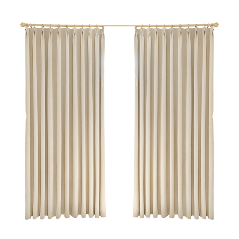 XX0181 Super soft chenille curtain wholesale light French cream style bedroom living room with fixed blackout curtain finished product