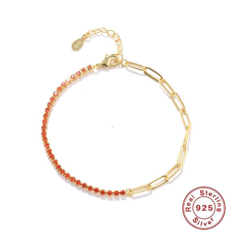 LENNIK Cubic Zirconia 18K Gold Color Tennis Bracelet For Women Girls 925 Sterling Silver Trend Chain Bracelet Jewelry Party Gift