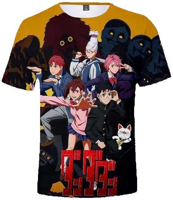 3D printed anime manga Dandadan and women's round neck short sleeved T-shirt fashion Haruku children's top oversized men's clothing
