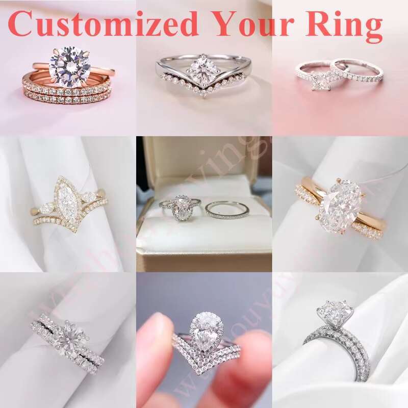 Yu Ying Customized Flower Holder 14K Yellow Gold 5CT Emerald Cut Moissanite Wedding Ring Fine Jewelry Women Engagement Rings
