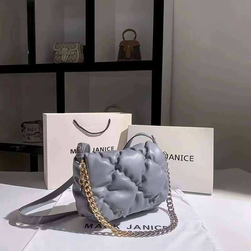 Autumn Winter Fashion Pleated Soft Leather Square Women's Handbag Lady Purse Female Shoulder Messenger Casual Bag