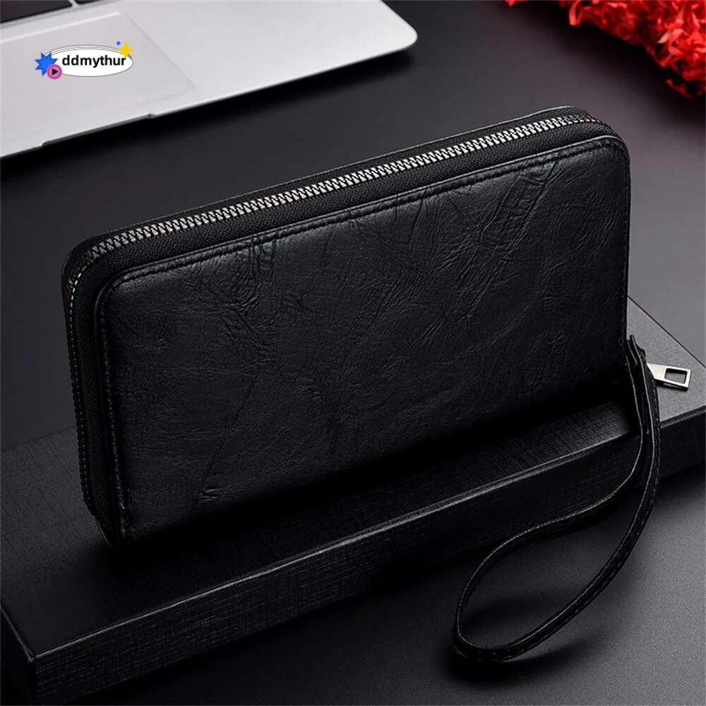 PU Leather Men Wallets Multi-card Slot Card Holder Large Capacity Driver License Phone Wallet Male Clutch Long Zipper Coin Purse ddmythur