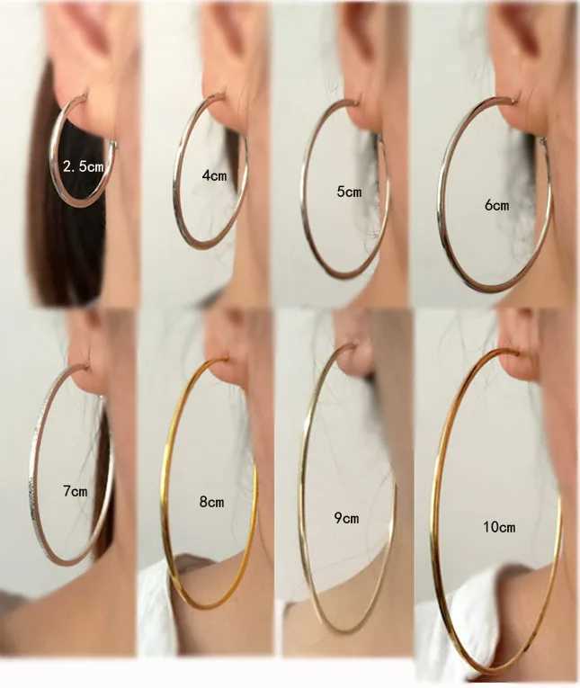 Fashion Jewelry Round Big Hoop Earrings For Women Men Accessories Ear Ring Gold Silver Color 2.5-10cm Earring Hooks Couple Gift Z250408