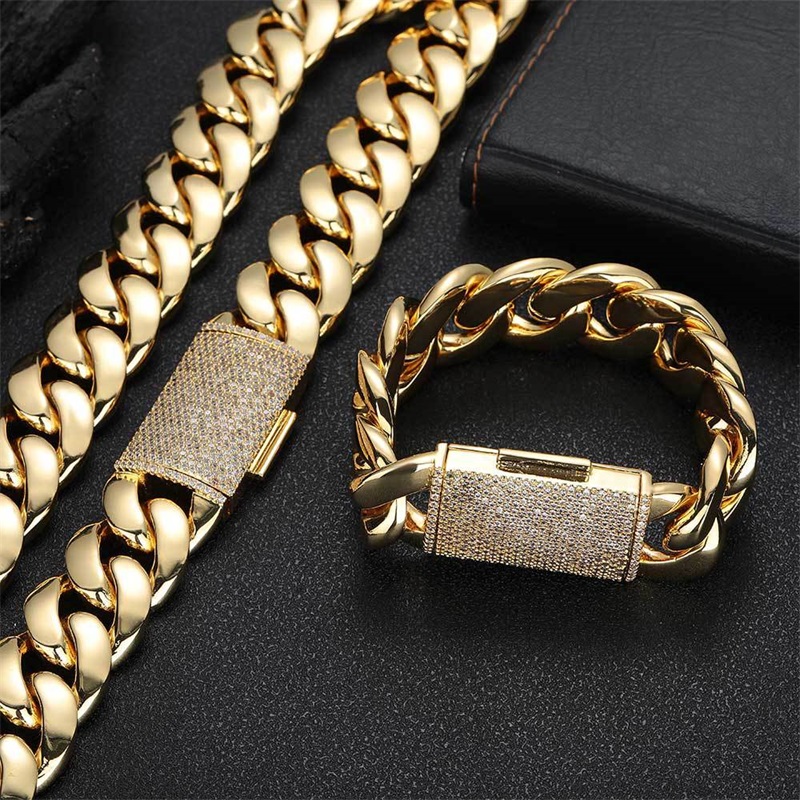 Streetwear miami cuban link chain trendy mens jewelry gold color gifts classic necklace woman choker top quality 20mm daily outfit dd092