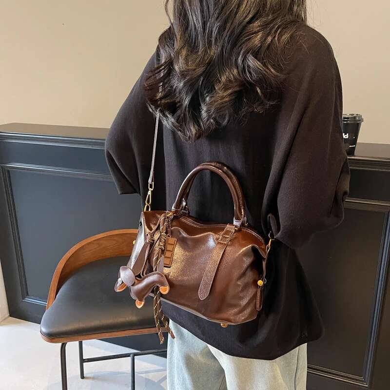 Fashion Tote Leather Women Simplicity Handbag Solid Vintage Shoulder Messenger Bag For Ladies