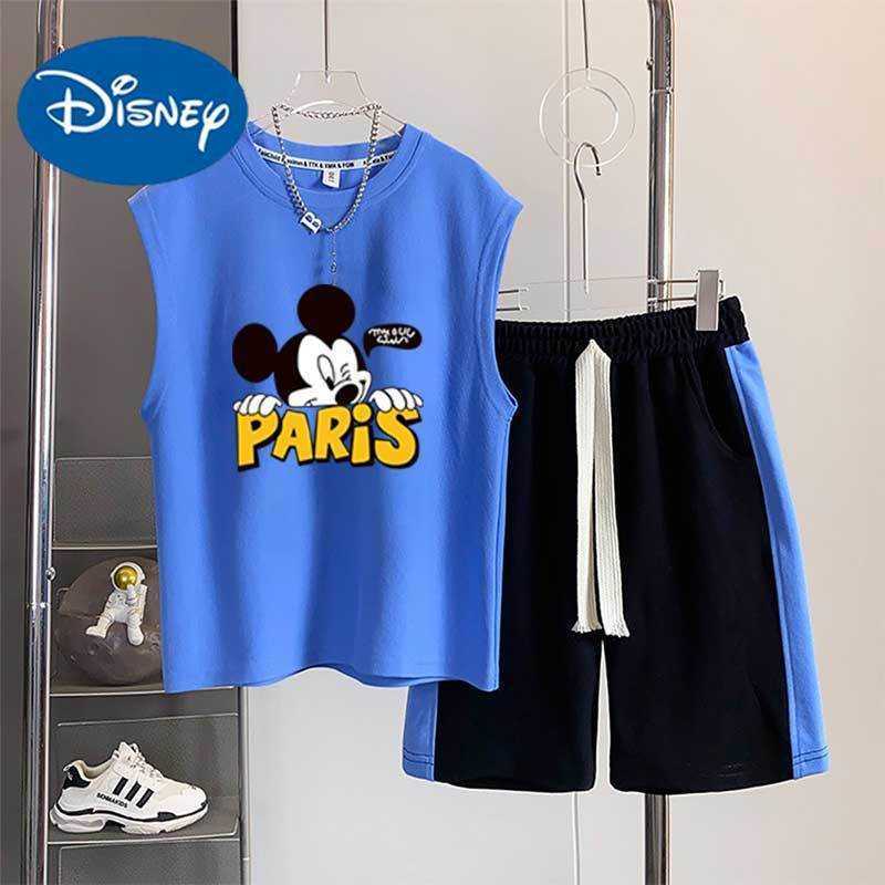 Disney Childrens and boys summer clothing set 2025 new fashionable summer big boy internet celebrity handsome and cool trendy clothesXJ250409