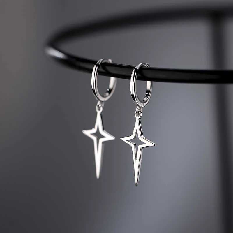 Punk Metal Hollow Star Dangle Earrings for Women Silver Color Classics Cross Drop Earrings Trendy Statement Loop Jewelry Gift Z250408