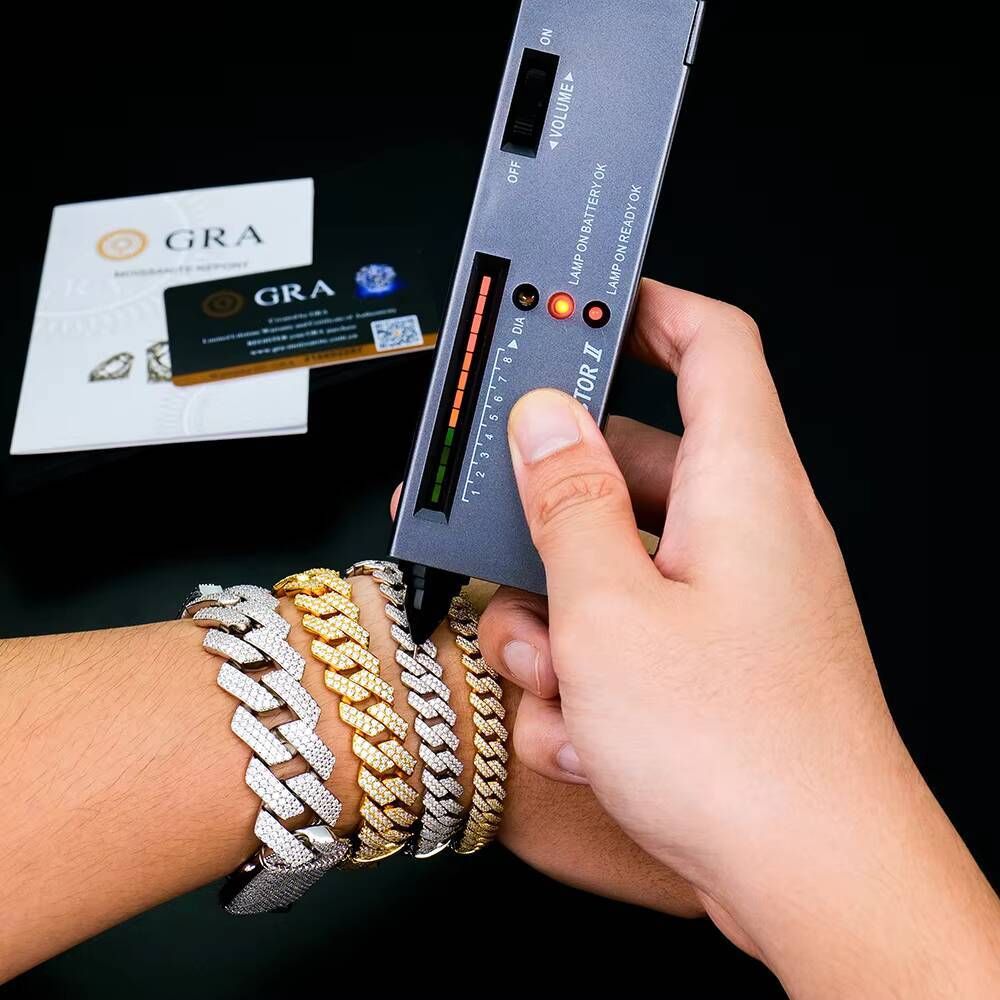 Hiphop Jewelry 925 Sterling Silver Vvs Ice Out Gra Certified Mossanite Cuban Link Chain Sharp Cuban Bracelet Wholesale for Men