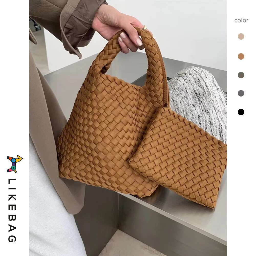 LIKEBAG Fashion Neoprene Handwoven Handbags Nylon Large Capacity Messenger With Woven Clutch Bag