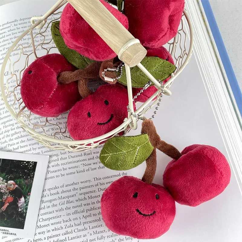 1Pc Kaii plush simulated cherry keychain toy stuffed toy keychain pendant backpack padlock decorative bag giftXJ250409