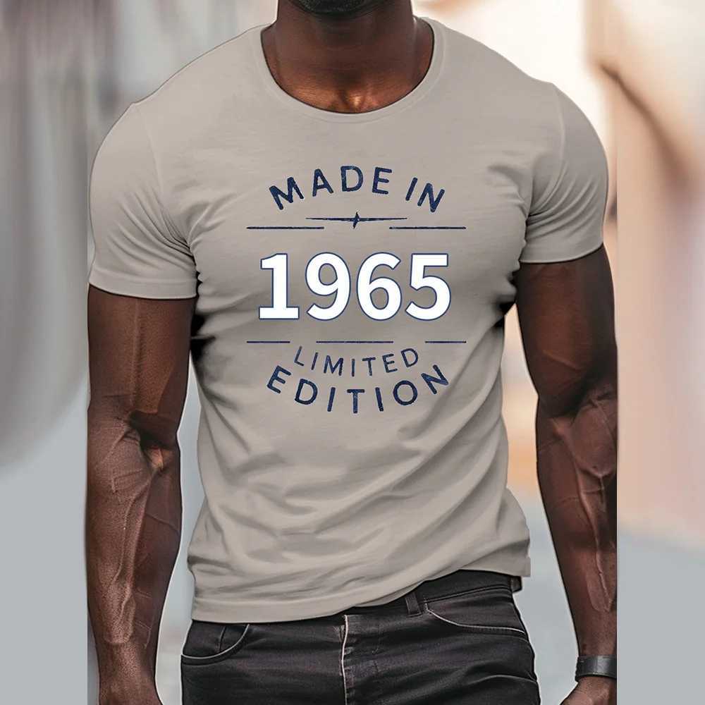 Retro 1965 printed mens T-shirt plus size loose mens short sleeved top casual crew collar T-shirt new summer mens clothingXJ250409