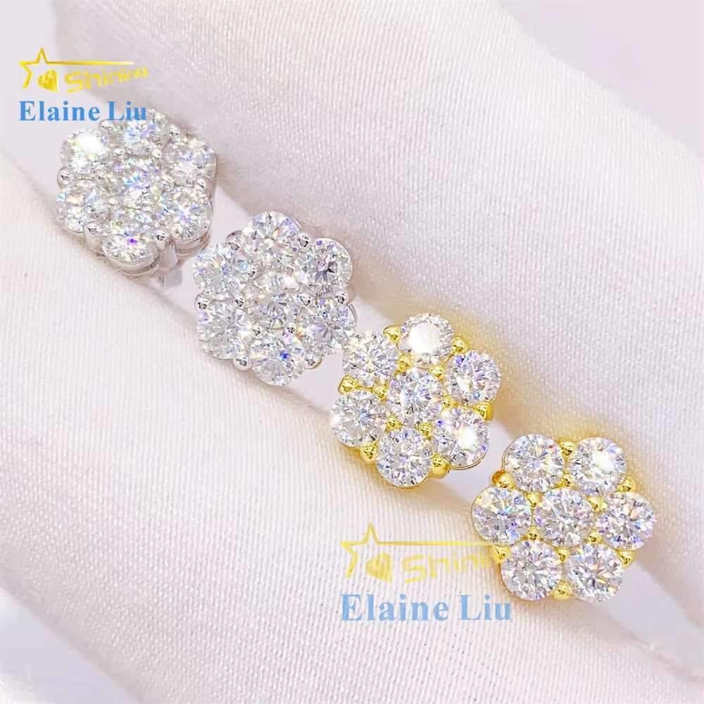Wholesale Price Fashion Jewelry 12mm Width Earring Custom 18k Gold Plated 925 Sterling Silver Vvs Moissanite Stud Earrings