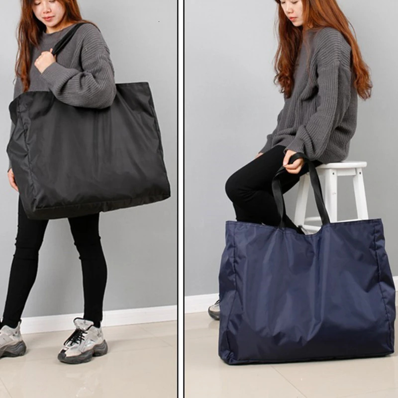 Shopping bag solid color zipper large capacity shopping washable and reusable simple outdoor heavyduty fashion 250408
