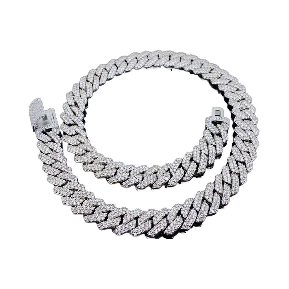 Fashion Rappers Jewelry VVS Moissanite Diamond Iced Out 14mm 20inches Cuban Link Chain 925 Sterling Silver Necklace Jewelry