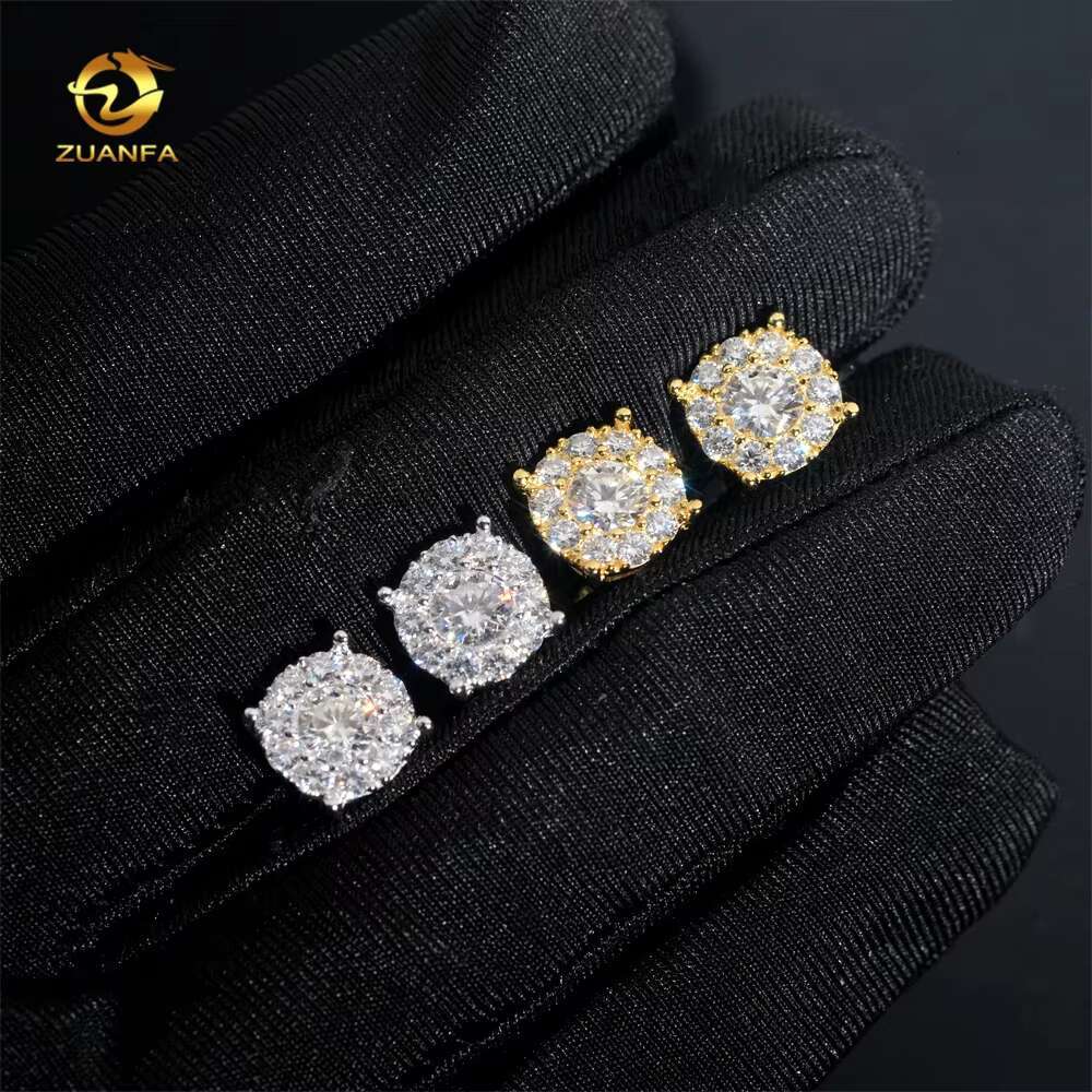 Factory Price Wholesale Jewelry Moissanite Diamond 925 Sterling Silver Mens Hip Hop Earrings