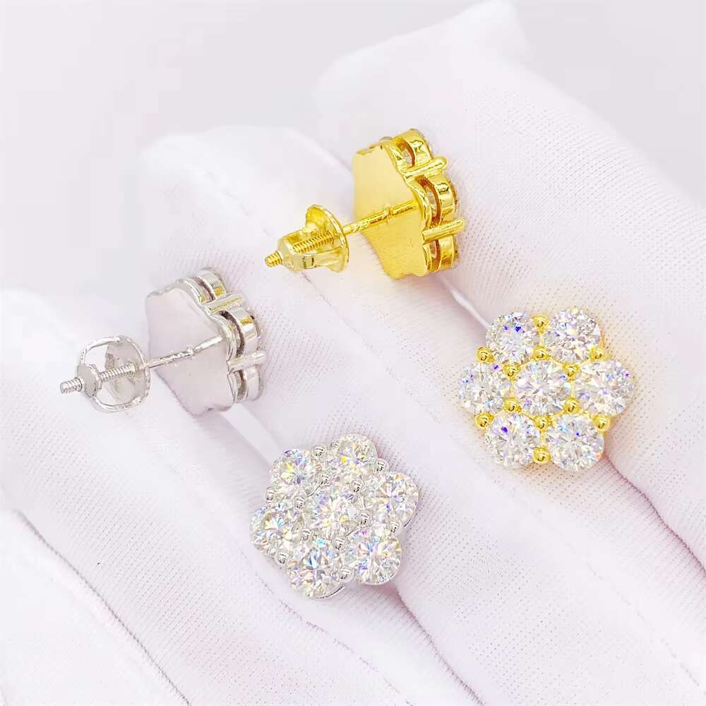 Pass Diamond Tester 12mm Earring Fashion Vvs Moissanite Diamond Luxury S925 Sterling Silver 18k Gold Plated Stud Earrings