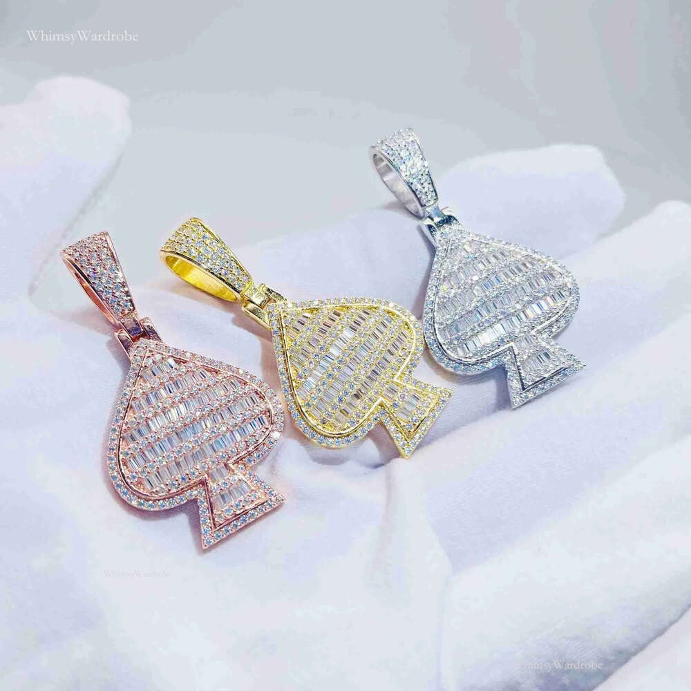 Iced out Jewelry Fashion hip hop Spade design custom Gold Sier Plated pendant VVS Moissanite Pendant