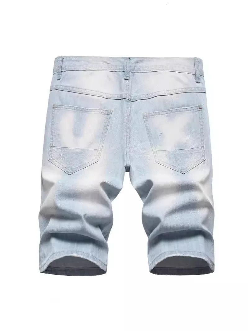 Summer Mens Blue Denim Shorts Italian Style High Quality Elastic Slim Fit Open Cowboy Size 38 250409