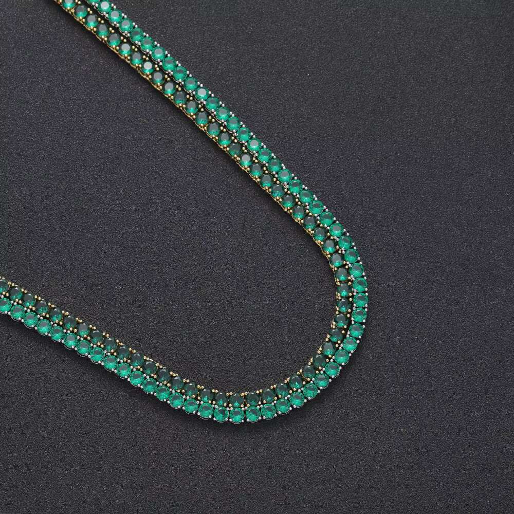 Wholesale Gold Plated Emerald Brass Diamond Necklace Hypoallergenic Womens Moissanite Necklace