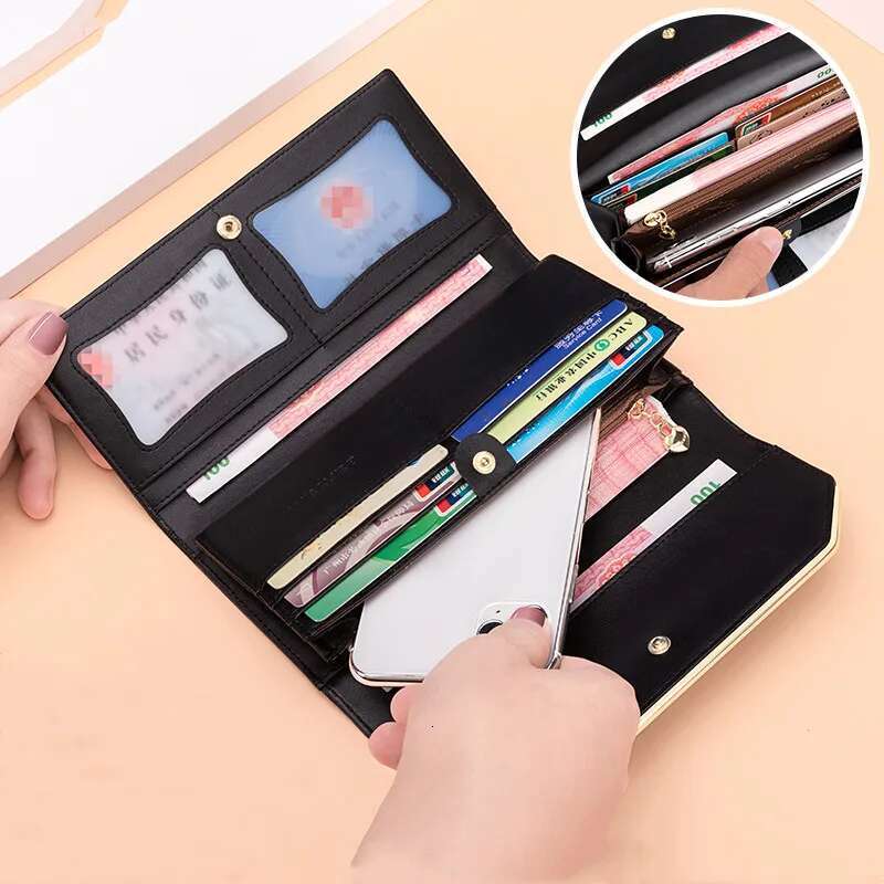 Fashion Women's Wallet Genuine Leather Trifold Designer Clutch Bag RFID Credit Card Holder Long Wallets For Women Gifts