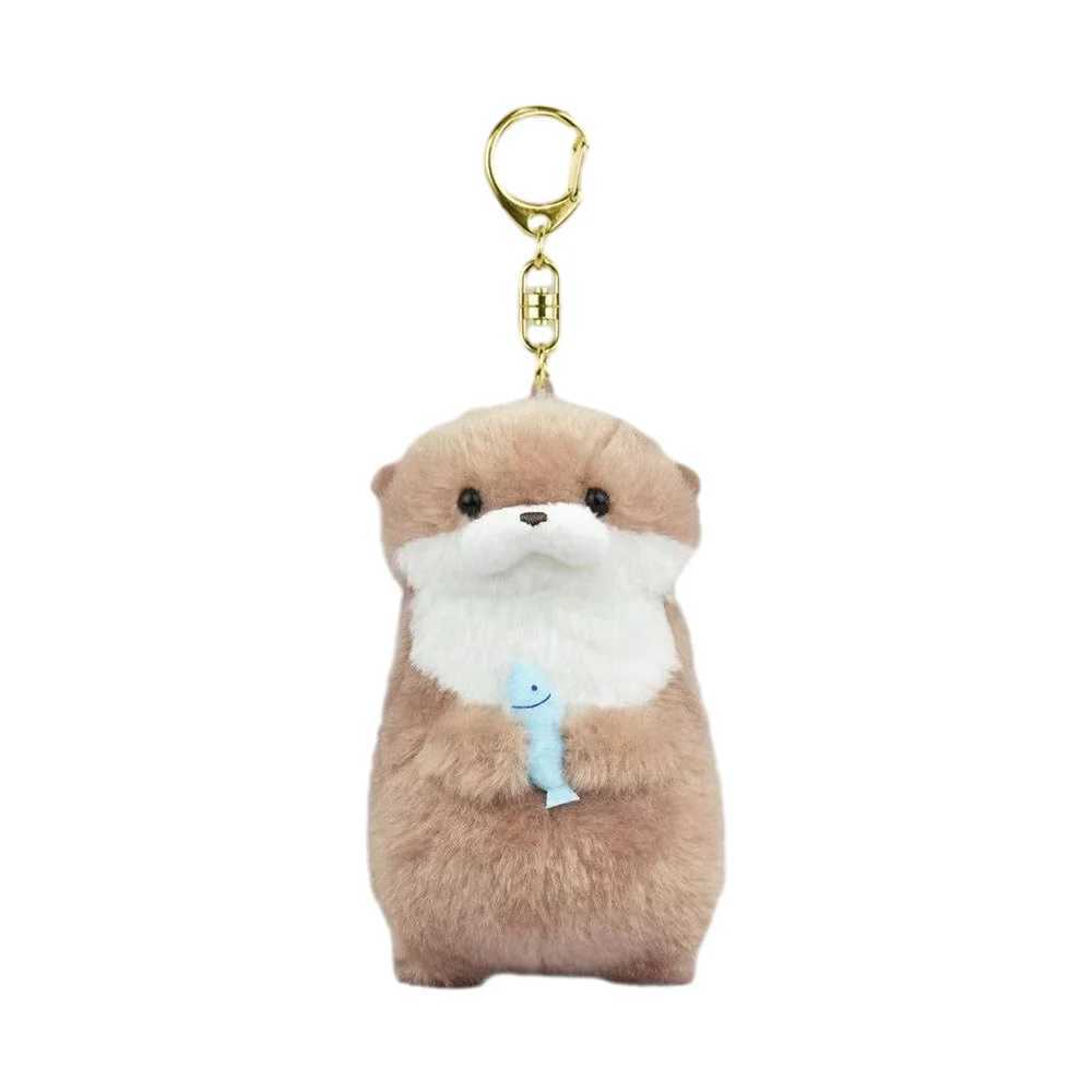 Cute otter holding fish plush doll keyring lightweight hanging pendant used for school bag key wallet doll toy gift 11cmXJ250409