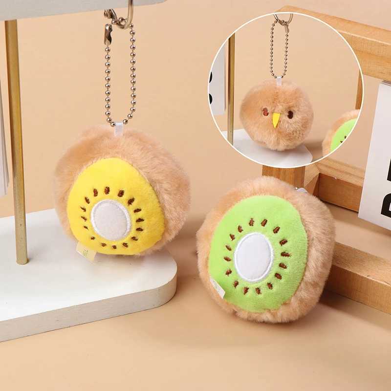 Cute kiwi fruit plush keychain kiwi bird filled doll keychain cartoon backpack pendant bag key decoration couple giftXJ250409