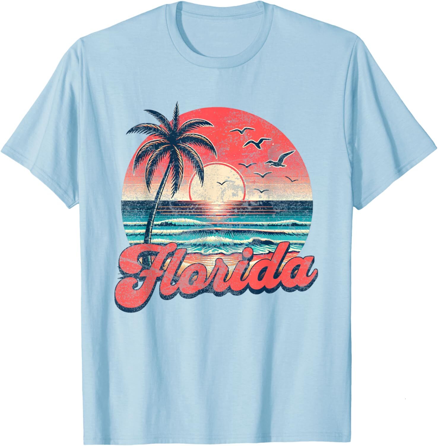 T shirt for Mens Florida Graphic Tee Casual Tops Clothes Short sleeve Solid color simplicity