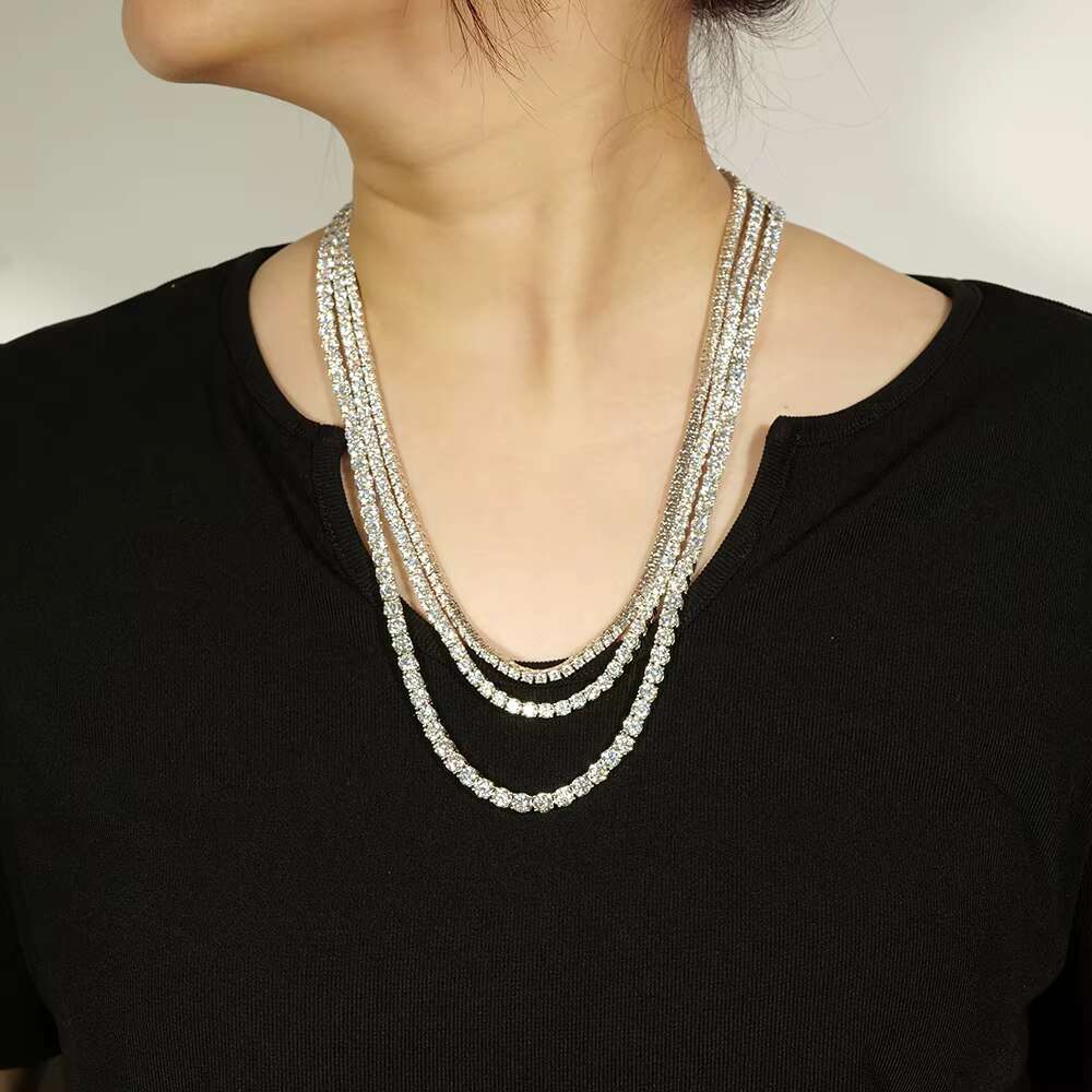 Xingyue Fine Jewelry 925 Silver Moissanite Tennis Link Chain 3.0mm 4.0mm 5.0mm Link Tennis Chain Patchwork Bracelet Necklace