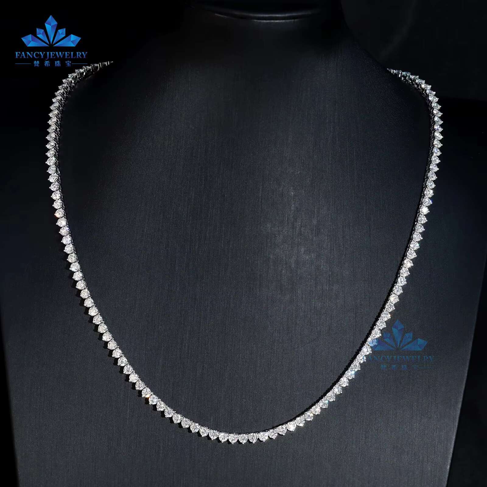 Hip Hop Necklace Pass Diamond Tester 3mm GRA VVS Moissanite Iced Out Tennis Chain 3Prong Mossanite Tennis Link Chain