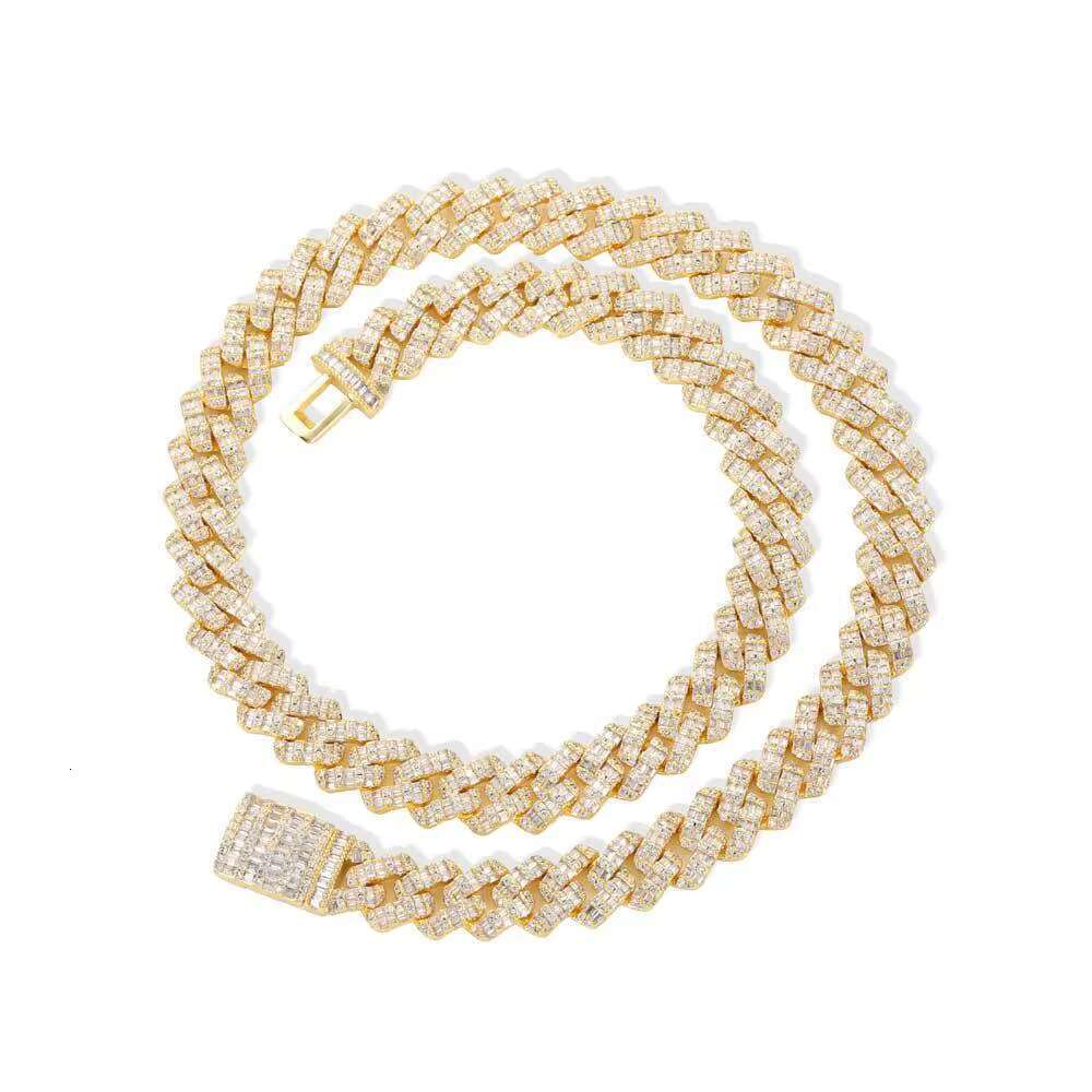 10mm 14k gold-plated long stick bread 5a Cz chilled hip-hop jewelry Cuban chain